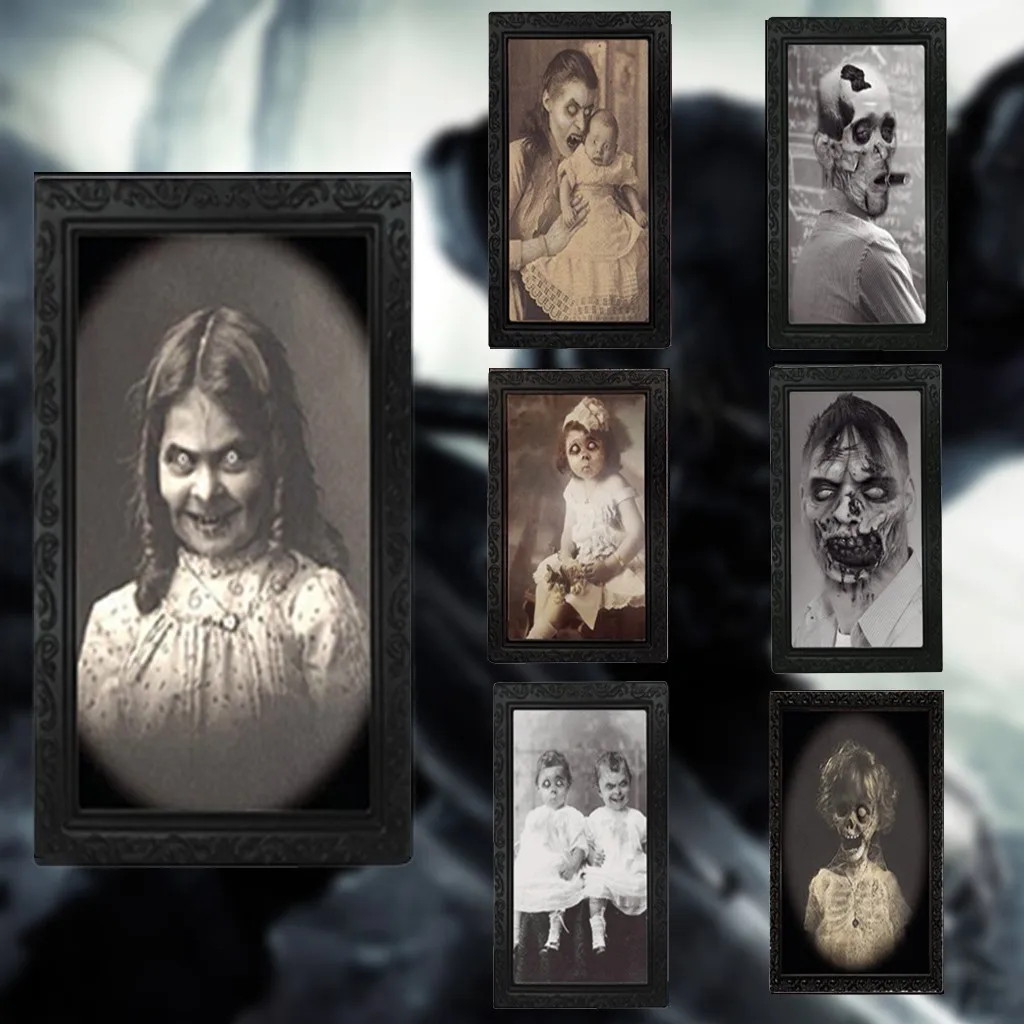 Хэллоуин Бар реквизит ужас картина рамка линзовидная 3D Изменение лица страшный