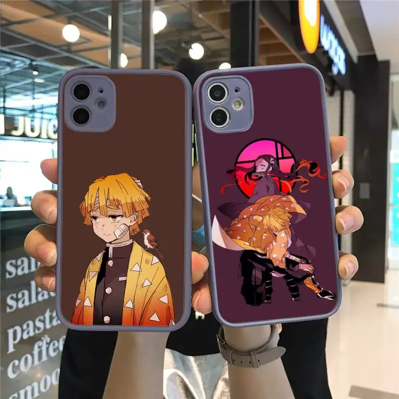 

Kimetsu no Yaiba anime Japan Phone Case Matte Transparent for iPhone 7 8 11 12 s mini pro X XS XR MAX Plus cover funda
