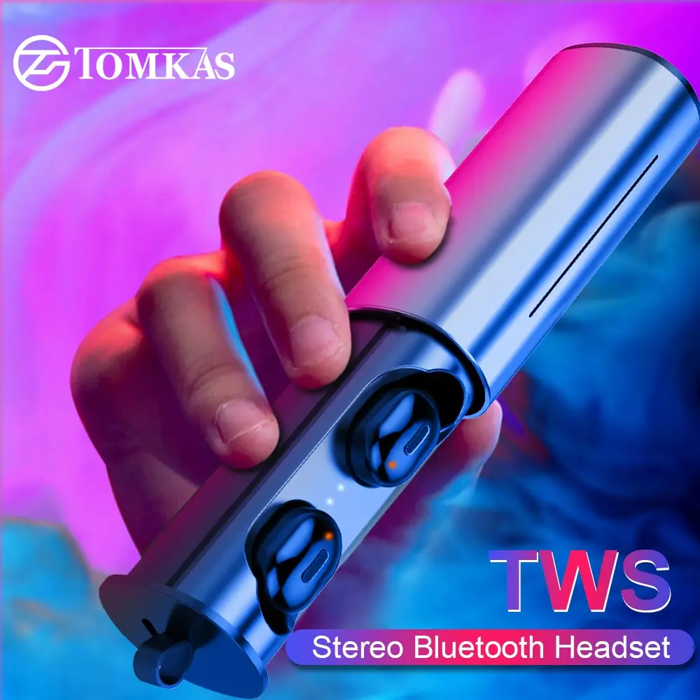 TOMKAS TWS наушники спортивные беспроводные Bluetooth 5 0 4D стерео звук бас гарнитуры с
