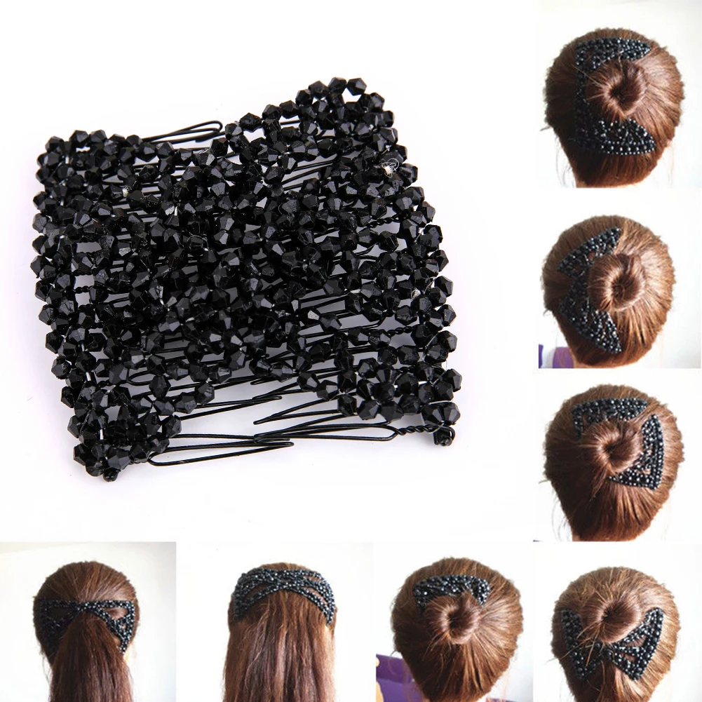 Гребень легко двойные зажимы Волшебные бусины эластичные скользящие заколки для
