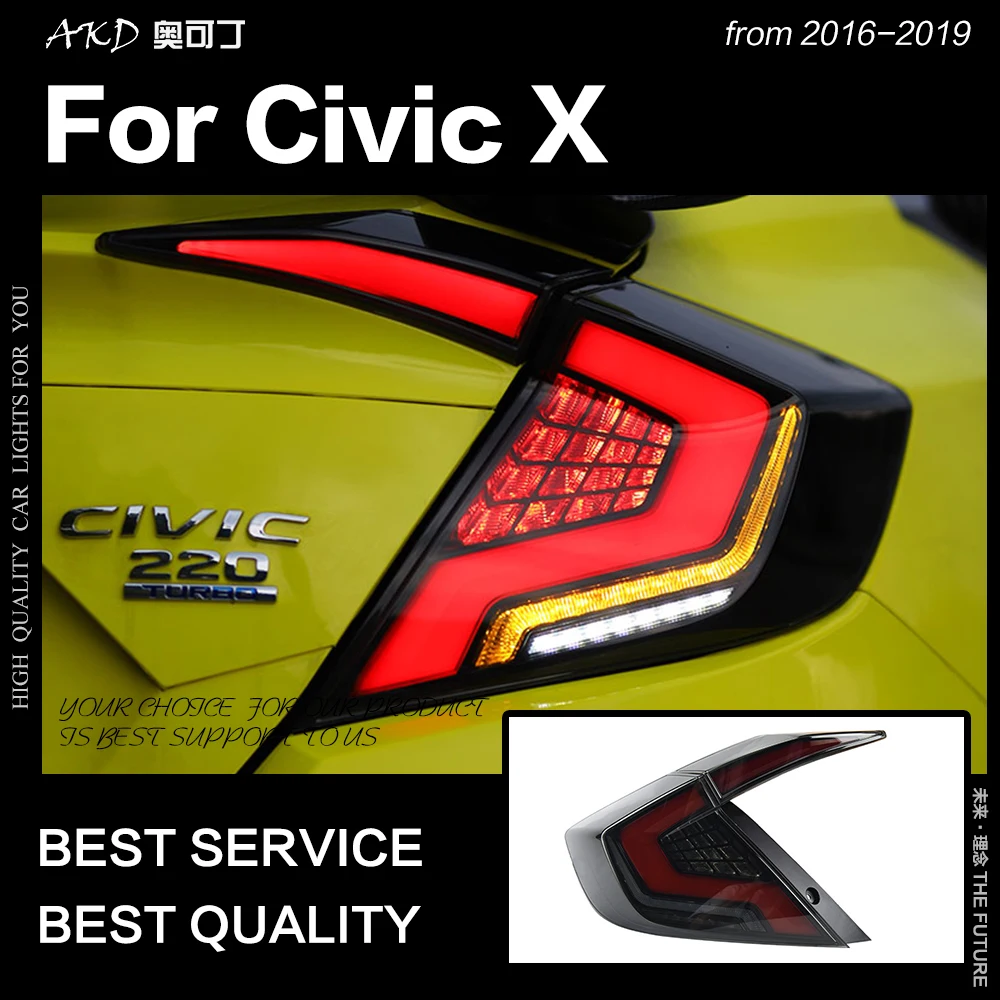 Автомобильный Стайлинг для Honda Civic задний фонарь 2017-2019 светодиодный фсветильник