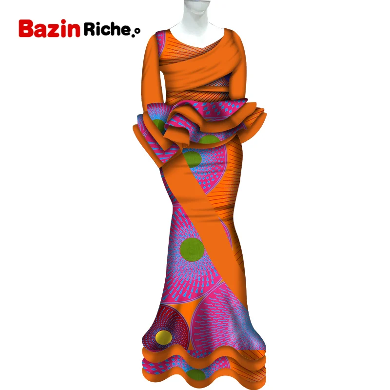2021 традиционные африканские Лоскутные комплекты из 2 предметов с юбкой базин