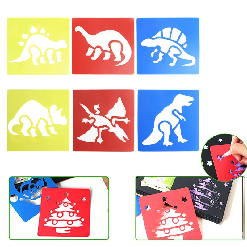 6 шт. пластиковые трафареты для детей|Юный художник| |