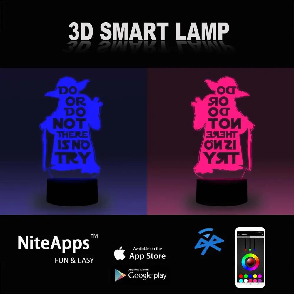 NiteApps 3D Мастер Йода ночник настольная лампа Иллюзия украшение подарок на день