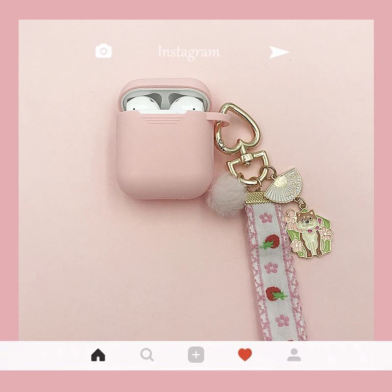 Милый розовый защитный чехол для AirPods силиконовый мягкий наушников с мультяшным