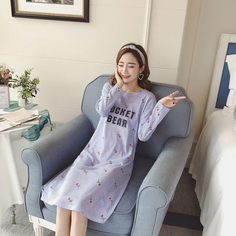 Женские рубашки для сна с длинным рукавом и круглым вырезом разные цвета женское