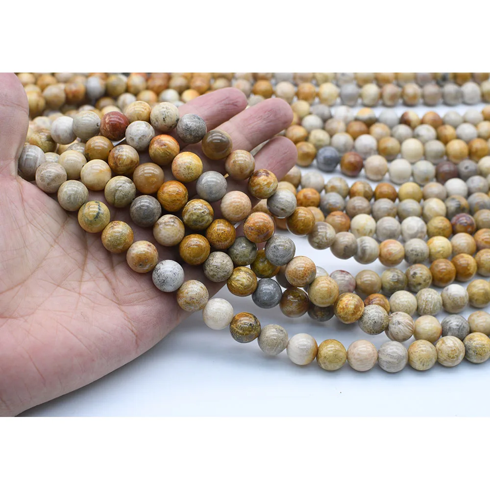 

6-12mm Natural Smooth Chrysanthemum stone Round stone beads For DIY Bracelet Necklace Jewelry Making Strand 15"