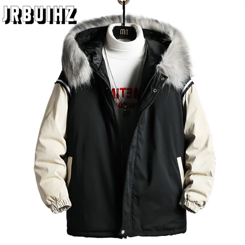 

Winter Jacket Men Parkas Coat Casual Thick Hooded Outwear Padded Parka Mens Clothing Polyester Fur Collar Homme Jacket S-3XL
