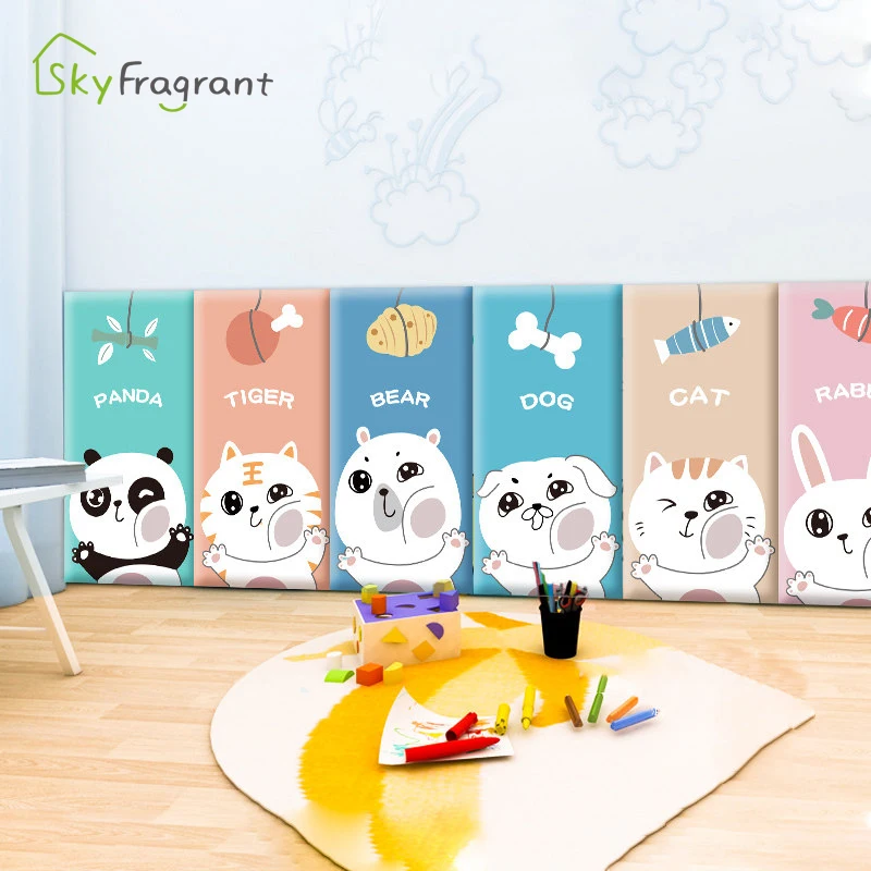 3D Мультяшные животные противоударные самоклеящиеся мягкие наклейки на стену для