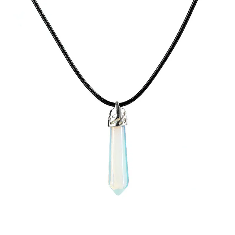 WHITE Natural Quartz Pendant Stone Hexagonal Pillar Pendants Necklace Chakra Healing Crystal Point Gem Necklaces For Women Jewelry - Окраска металла: WHITE
