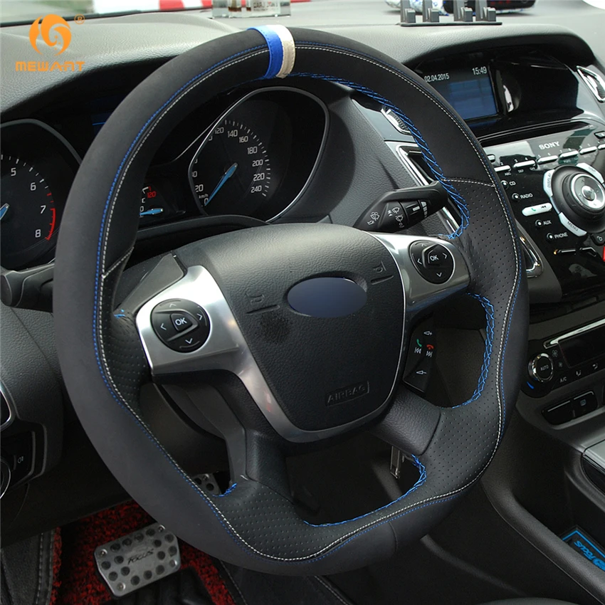 MEWANT черный кожаный замшевый чехол рулевого колеса автомобиля для Ford Focus 3 2012-2014 KUGA