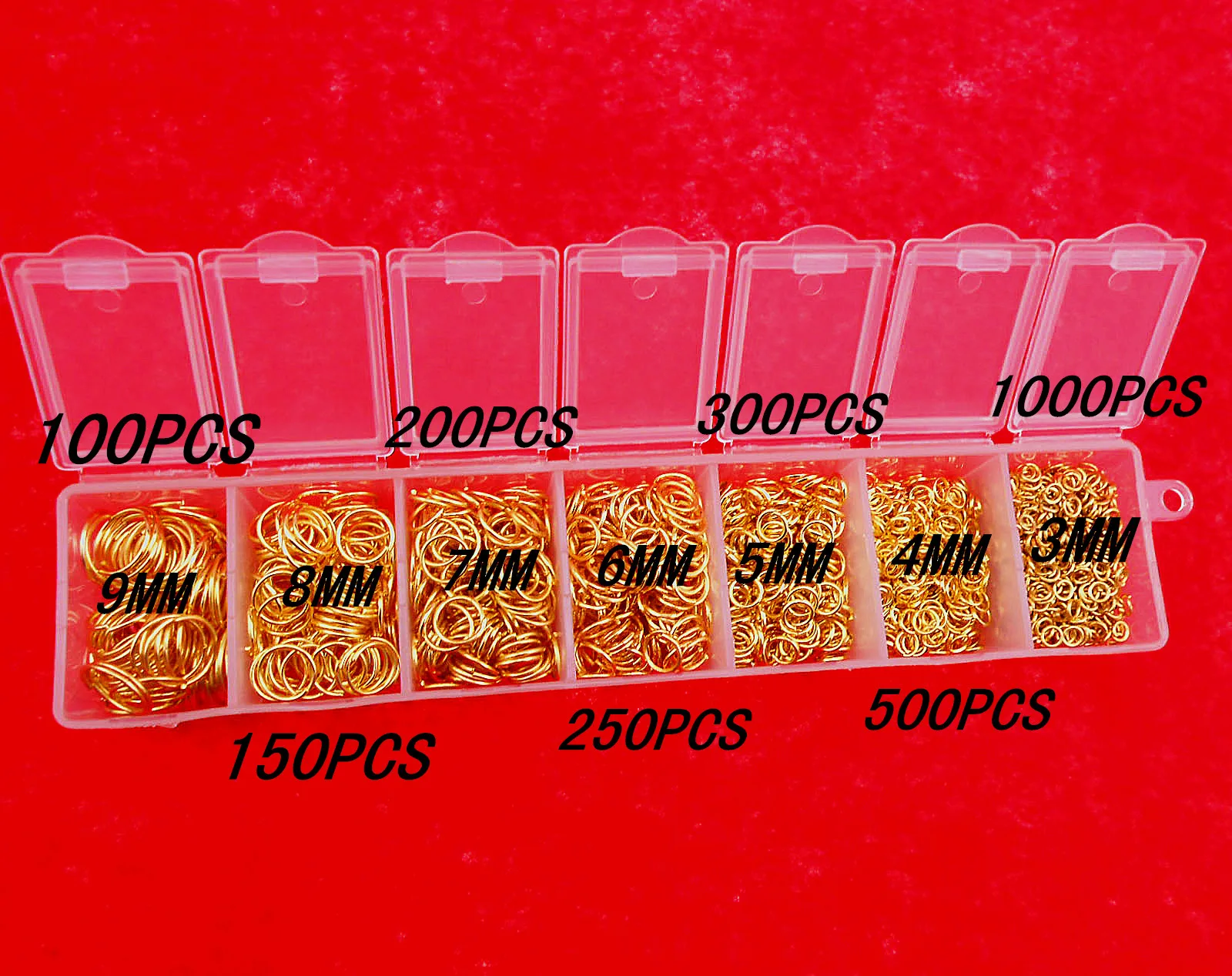 Набор открытых колец для бижутерии серебро/золото/сталь/черное покрытие серебро