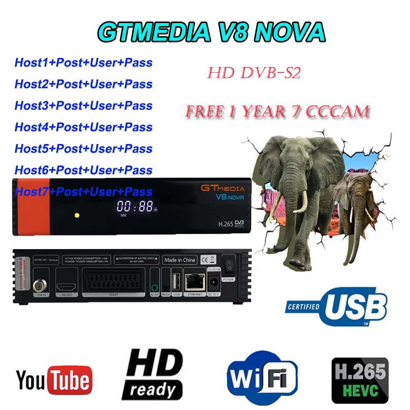 GTMEDIA V8 Nova спутниковый ресивер H.265 встроенный wifi ТВ DVB-S2 android Поддержка IP tv Youtube netflix Satellite freesat v8 nove