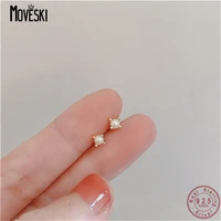 moveski 925 sterling silver small pearl earrings women products hot sale korean fashion trend wedding party gift jewelry