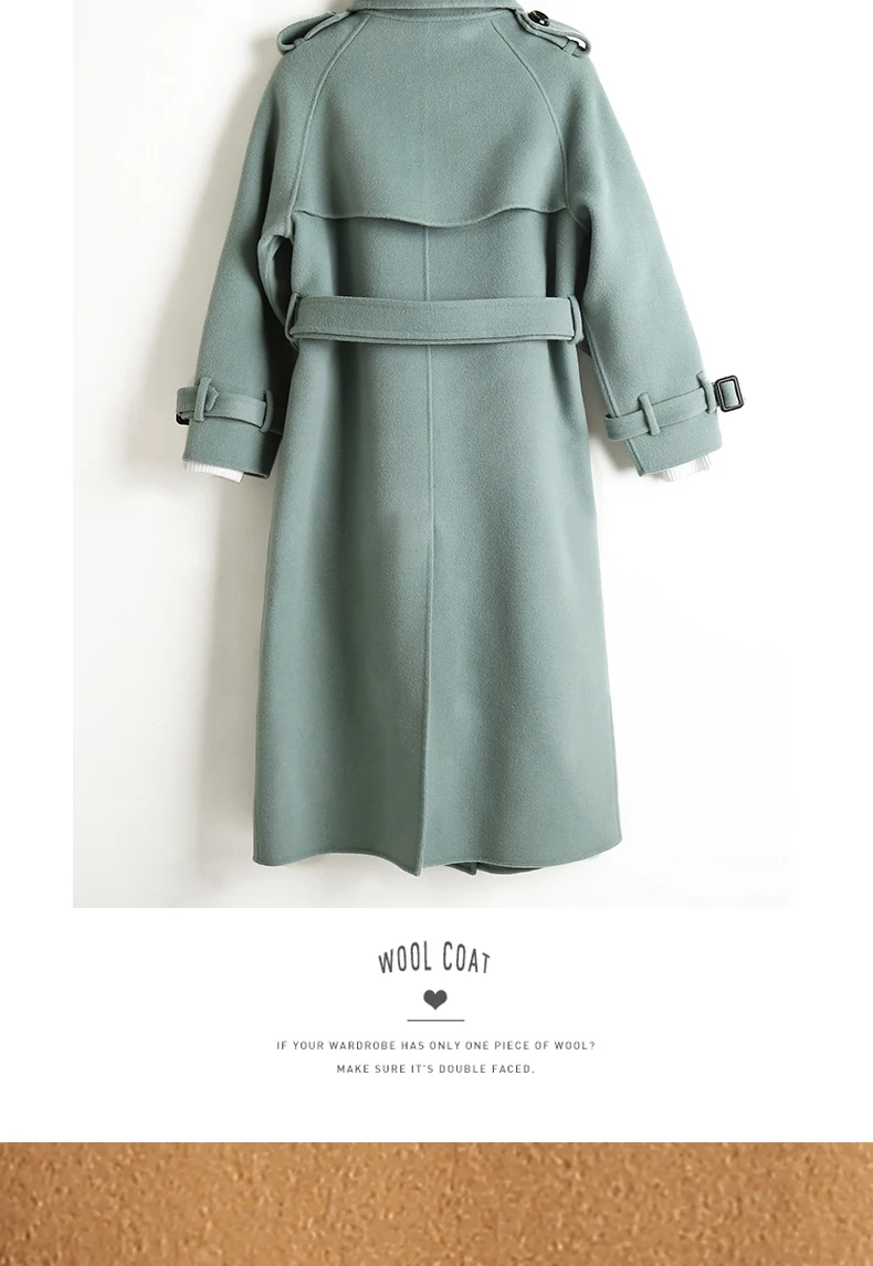 ALKMENE winter new double-faced cashmere coat women's long coat double-breasted woolen coat female cashmere coat