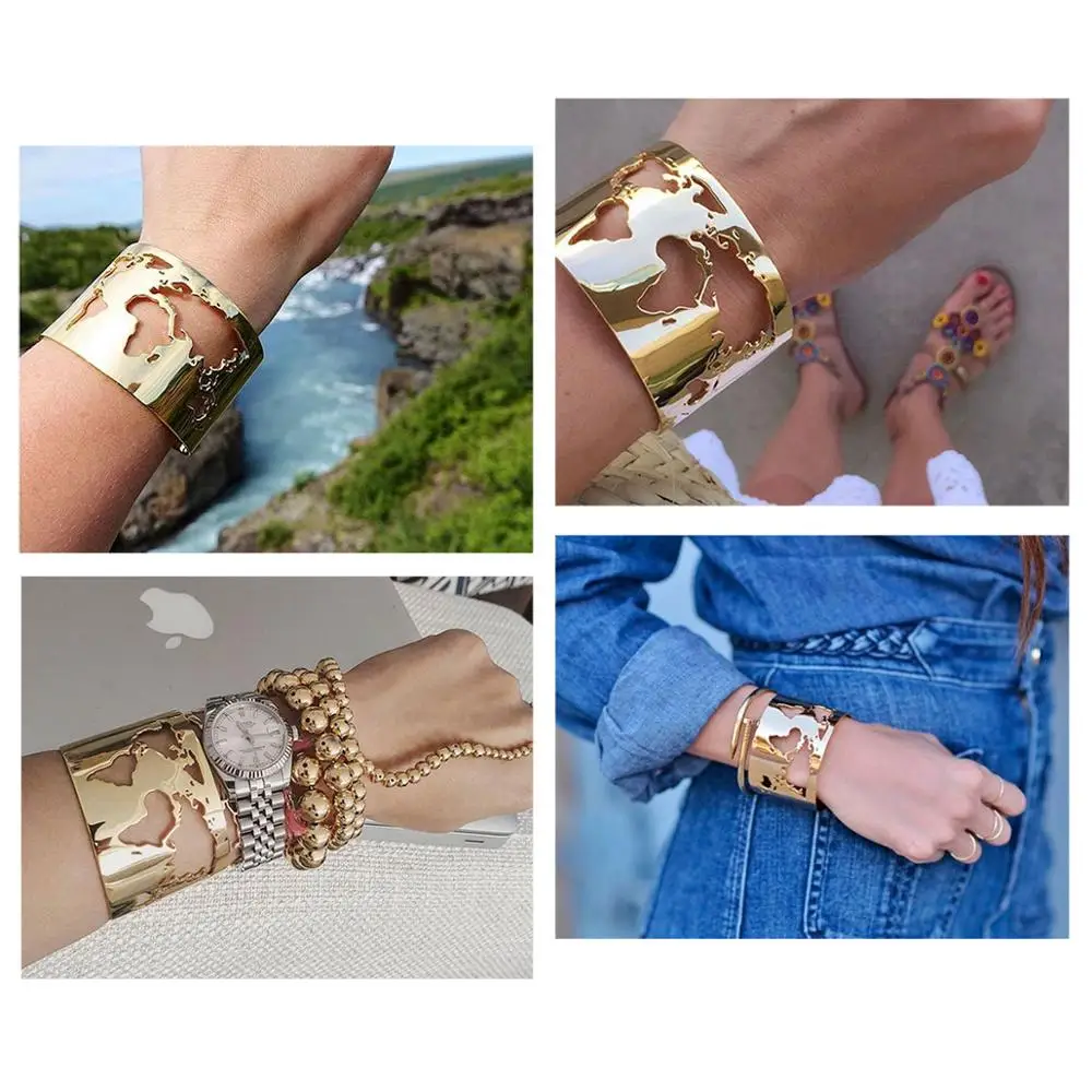 Браслет на запястье с вырезами в виде карты мира путешествия мир ювелирные