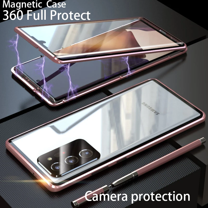 

Magnetic with screen protector Camera protection For Samsung Galaxy Note 20 Ultra S21 Plus S20 fe Phone Case cover Fundas Metal