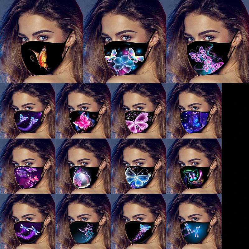 Дышащая Маска для лица унисекс многоразовая моющаяся маска взрослых с принтом