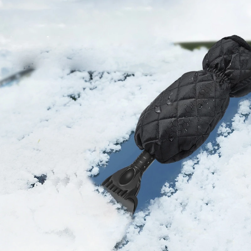 

57EF Vehicle Windshield Ice Scraper with Waterproof Glove Winter Snow Shovel Stretchable Ice Scraper Cleaner