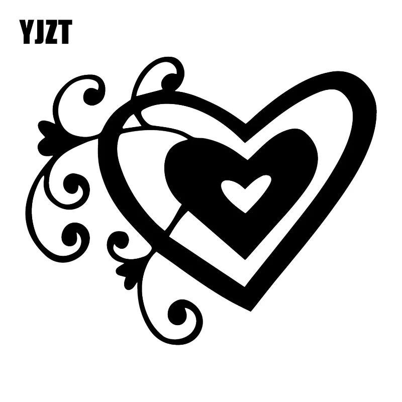 

YJZT 17.5X14.3CM Love Heart Swirls Fashion Window Decoration Car Sticker Cartoon Vinyl Decal C25-1343