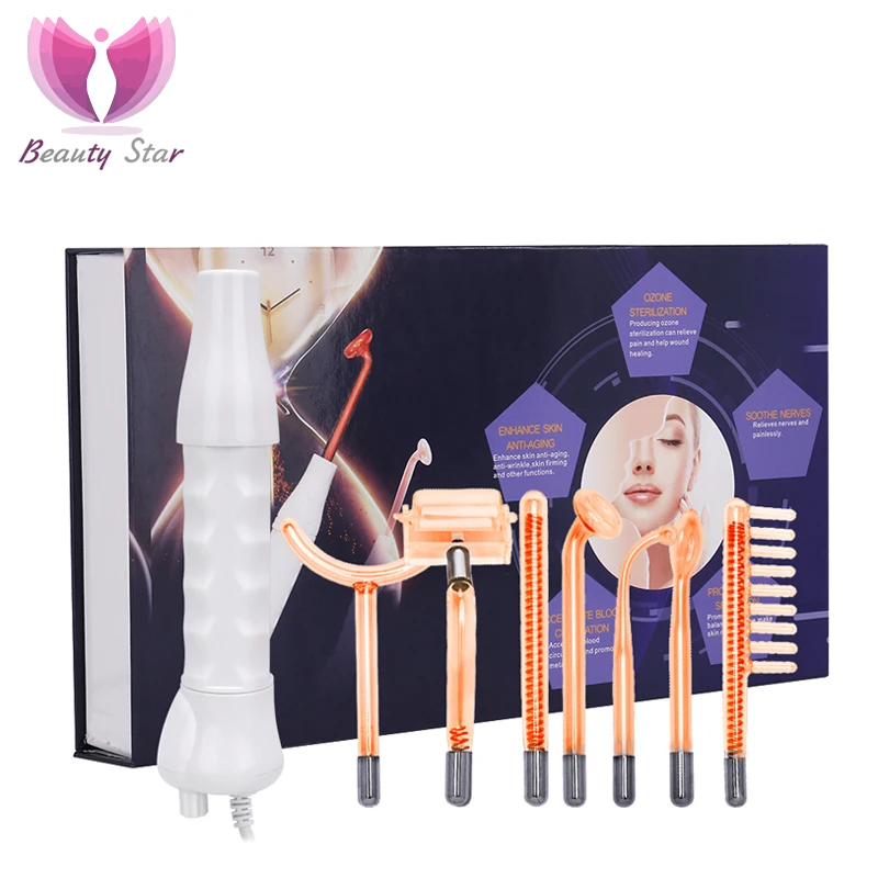 

Аппарат для лица Beauty Star, высокочастотный аппарат для удаления пятен и акне в тюбиках, 7 лезвий, для подтяжки кожи лица, уход за кожей лица, мас...