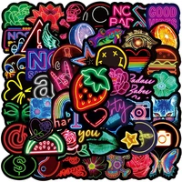 1050100pcs cartoon neon light graffiti stickers car guitar motorcycle luggage suitcase diy classic toy decal sticker for kid