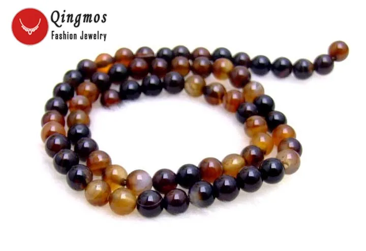 

Qingmos Trendy 6mm Round Multicolor Dream Natural Agates Beads Strand 15" for Jewelry Making Beadwork DIY Necklace Bracelet 225