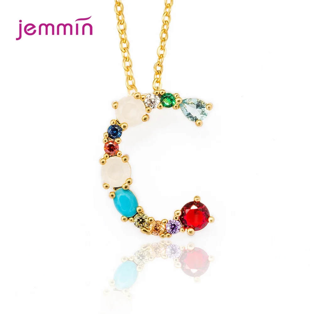 Радужное Новое модное золотое ожерелье с 26 буквами микро CZ кубический цирконий AZ