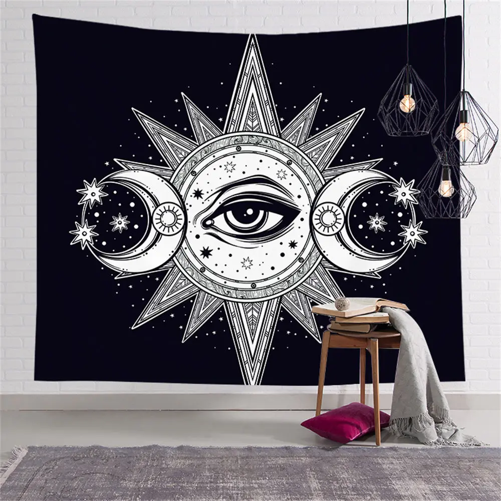 

Custom Study Mystical Moon Phase Tapestry Hippie Tapestries Wall Art Decor Hanging Fabric Living Ceiling Room CGT012