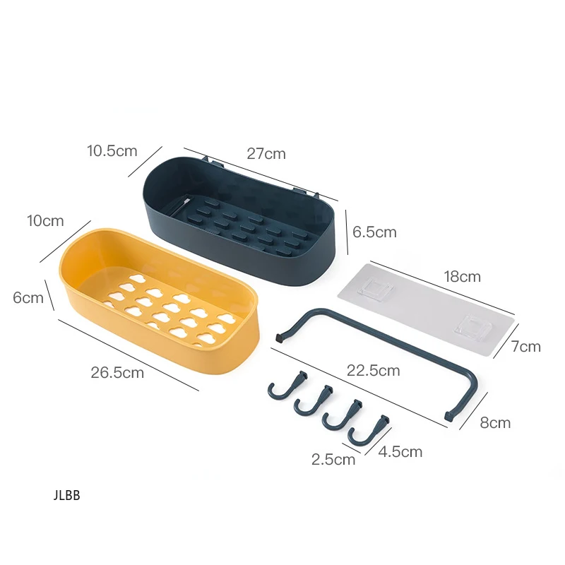 

Bathroom Shelf Wall Mounted Shampoo Shower Shelves Holder Kitchen Storage Rack Organizer Towel Bar Bath Accessories