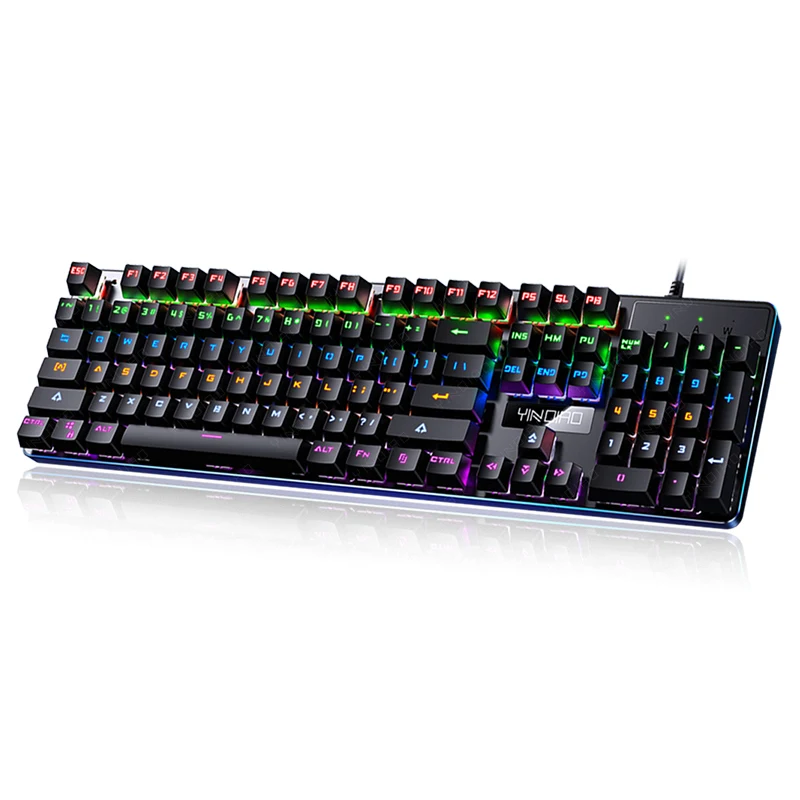 Eixo para Computador Cores Backlight Verdadeiro Teclado Mecânico 104 Teclas Wired Gaming Preto Azul Portátil Gamer 6