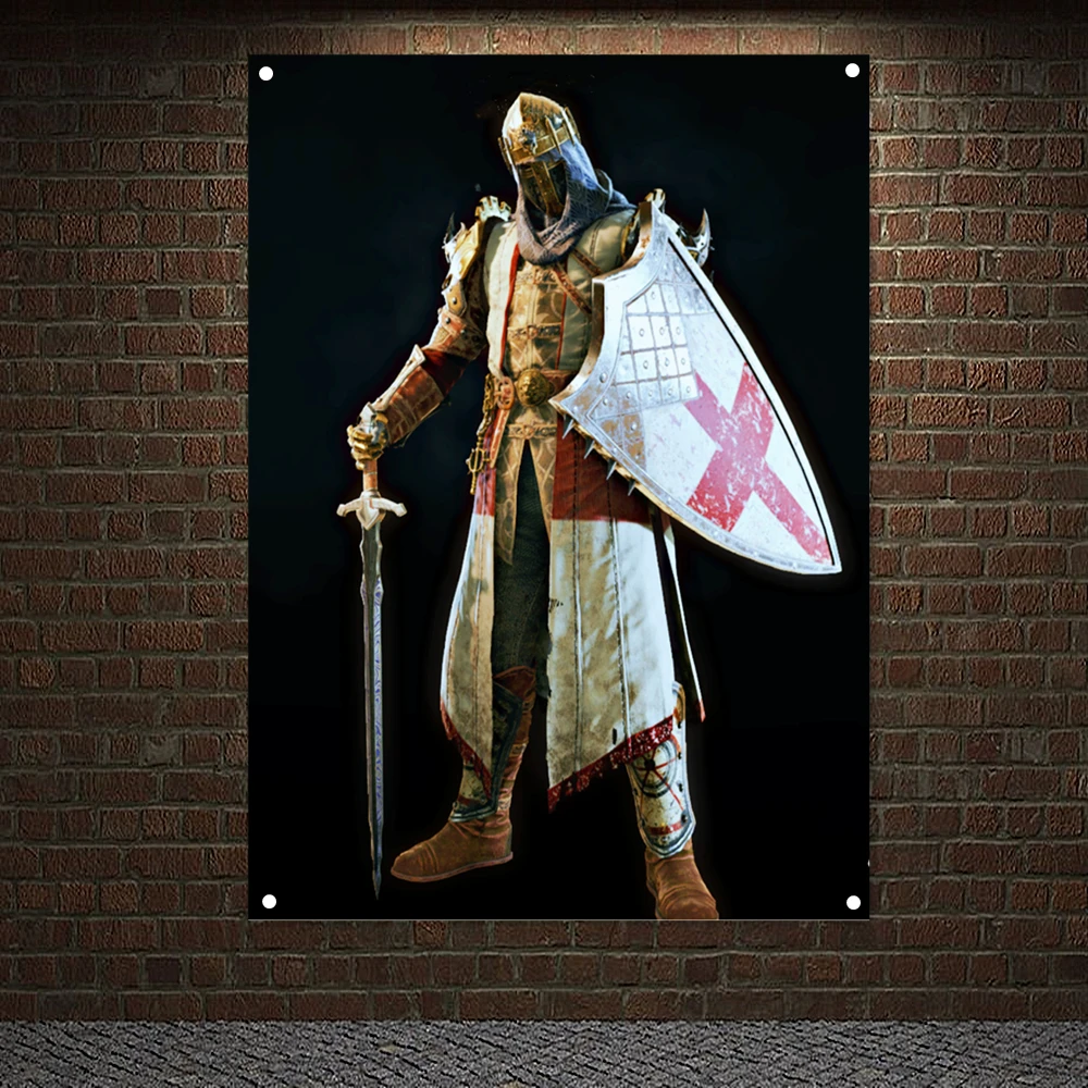 

Ancient Military Poster Wall Sticker Vintage Knights Templar Armor Banners Crusader Flags Mural Canvas Painting Home Decor m8