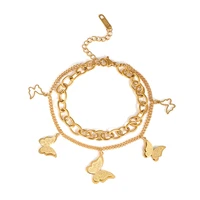 2021 new butterfly bracelet punk stainless steel bracelet pendant thick chain bracelet for women charm bracelet party jewelry