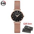 Часы Hannah Martin женские с механизмом MIYOTA 2035, наручные часы для женщин, Миланская сталь, женские кварцевые часы цвета розового золота