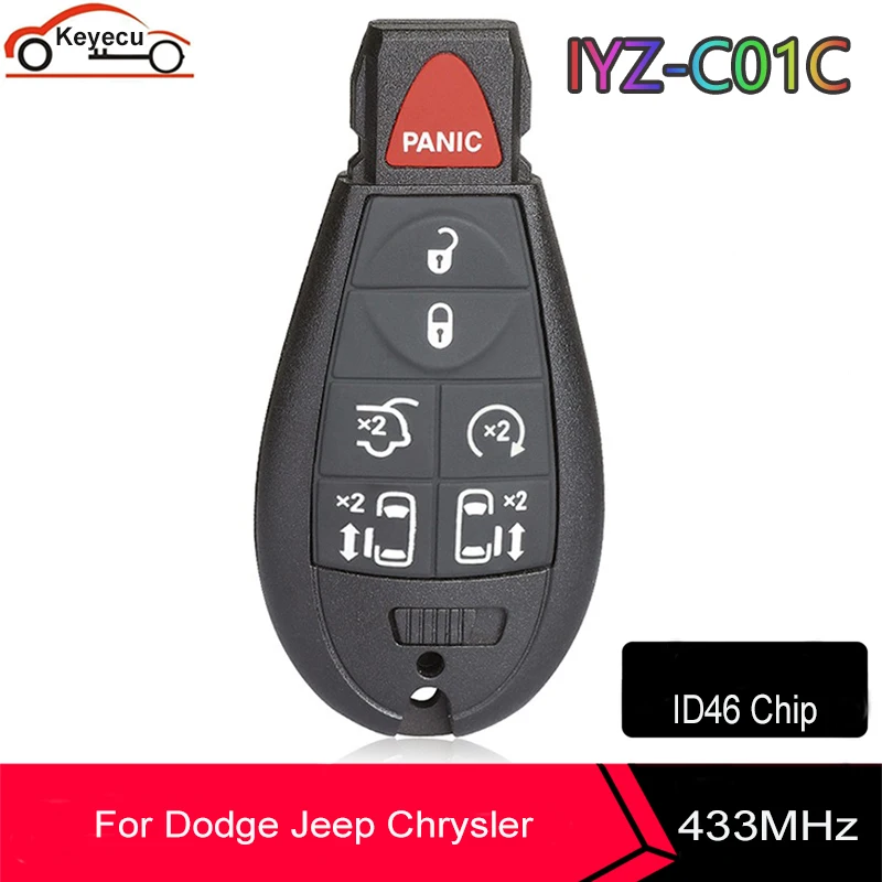 

KEYECU M3N5WY783X IYZ-C01C 6 + 1 7 кнопок Fob 433 МГц для Dodge Caravan Jeep Chrysler Town & Country смарт-пульт дистанционного управления автомобильный ключ