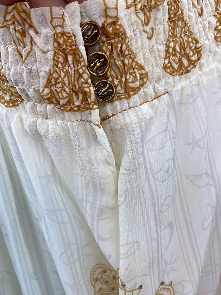 

Sexy one-word neck elastic waist waist retro printing hot diamond loose big swing dress ladies autumn new style free shipping