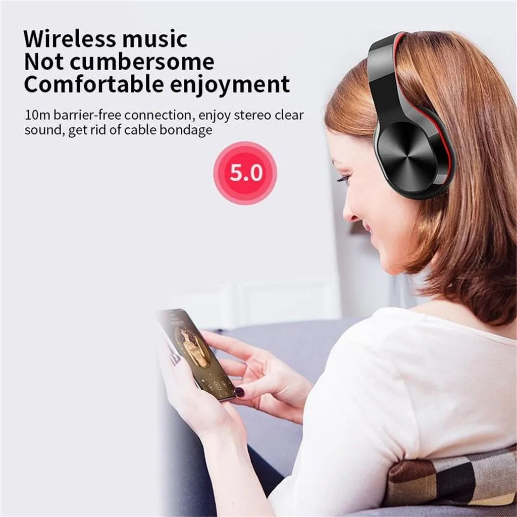 Складные беспроводные Bluetooth наушники с микрофоном стерео супер бас гарнитуры