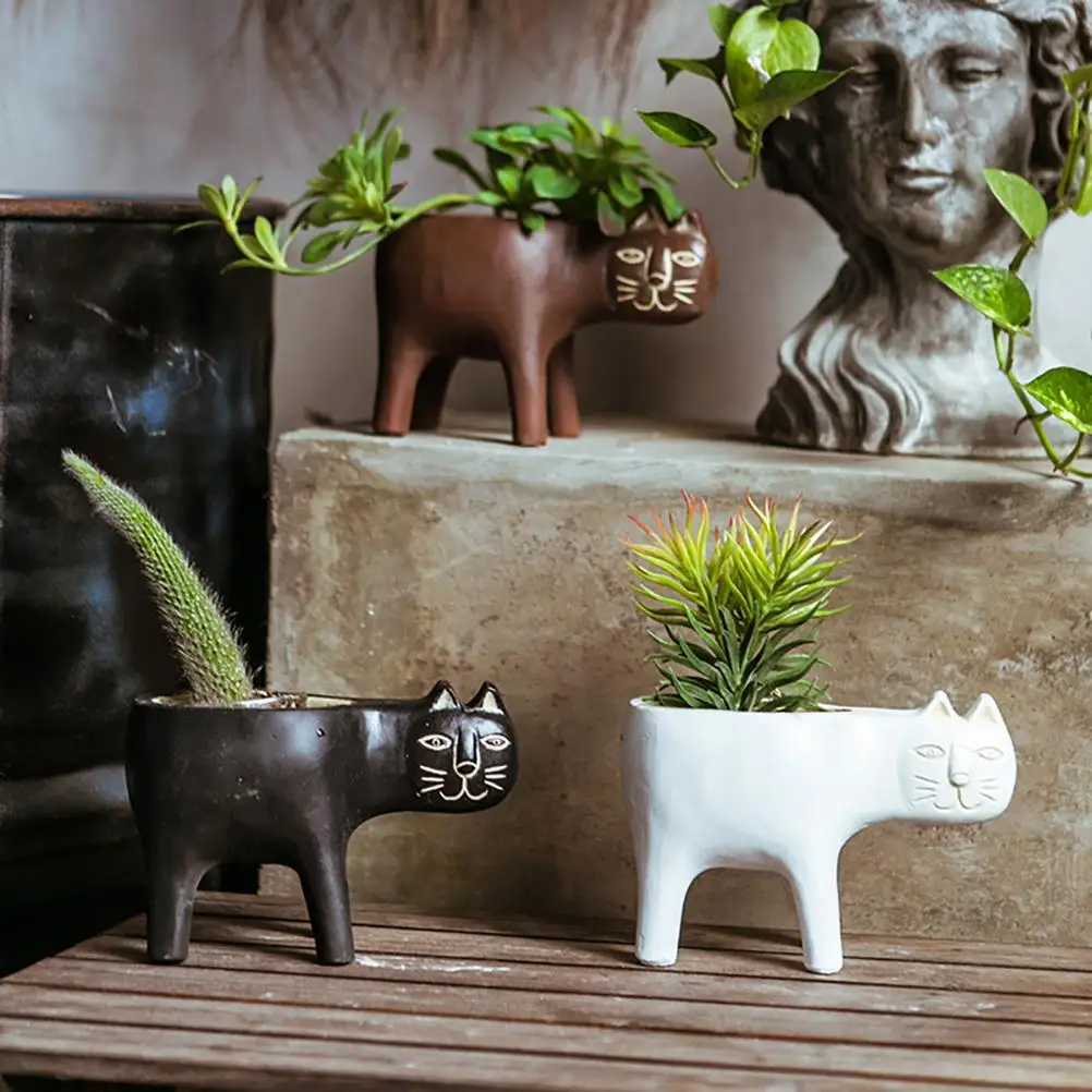 

Cartoon Cat Shaped Flower Pots Succulent Pot Plant Container Animal Shaped Garden Pots for Home Decoration
