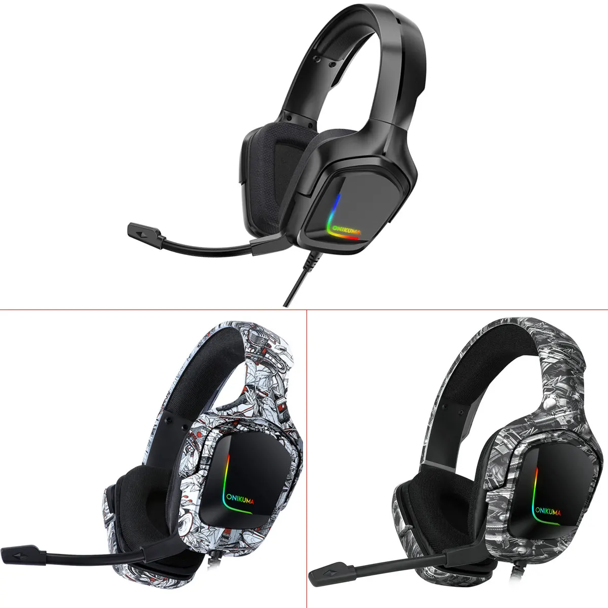 K20 гарнитура игровые наушники RGB с микрофоном светодиодный свет объемный звук бас ПК геймер наушники для Xbox One PS4 телефон ноутбук