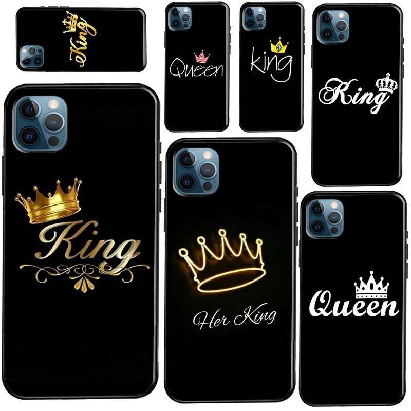 

Король Королева Корона мягкий чехол для iPhone 12 13 Mini 11 14 Pro Max XR X XS Max SE 2020 7 8 Plus чехол для телефона Coque
