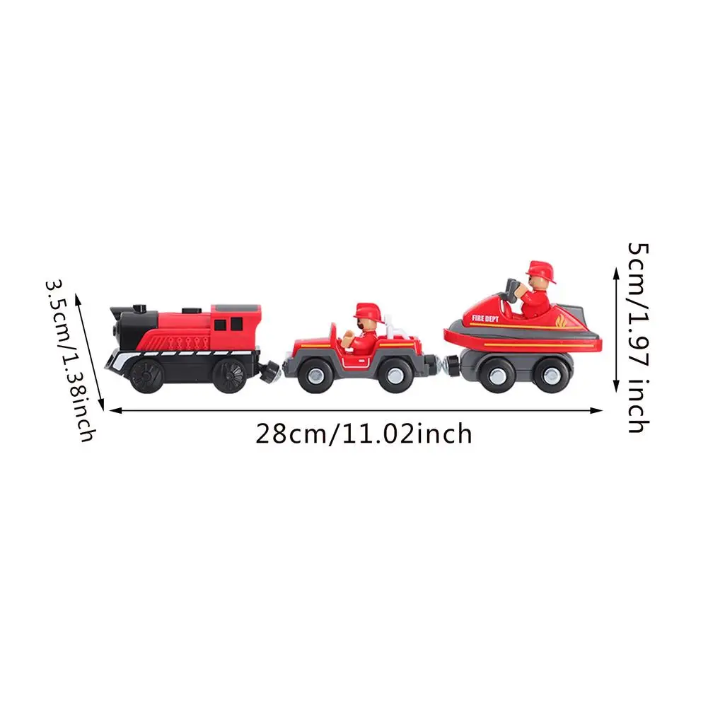 

Magnetic Electric Locomotive Toy Flame Fighting Truck Set Magnetic Rail Toy Compatible With Wooden Track Present For Kids