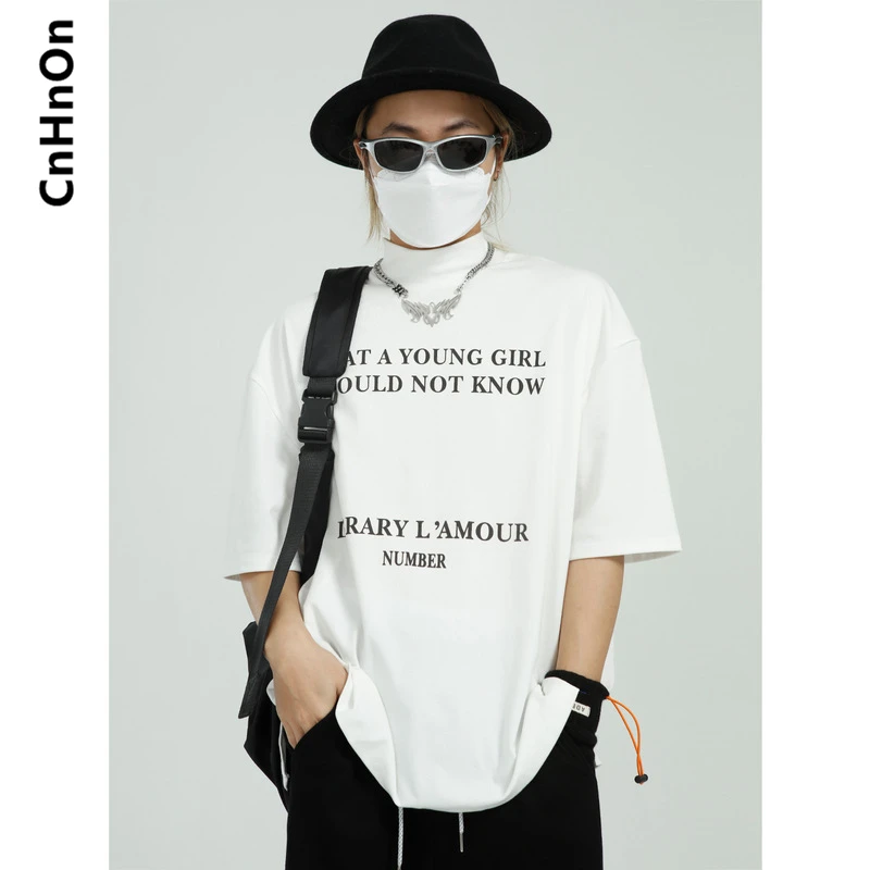

Spring and summer new products Letter printing half high neck short-sleeved T-shirt men's trendy brand shirt men M1-AM-2610