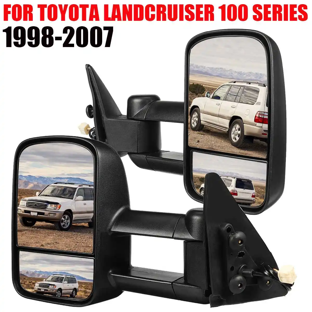 

Черные электрические буксировочные зеркала для автофургона, автомобильные зеркала для Toyota Landcruiser 100 серии 1998-2007