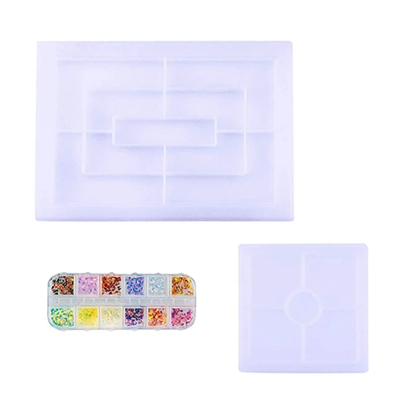 

Силиконовая форма с краями, 2 упаковки, прямоугольный поднос для эпоксидной смолы, для литья ювелирных изделий «сделай сам», агатовый поднос