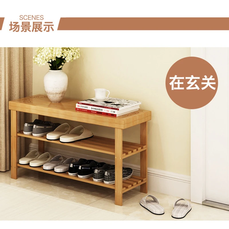Shoe rack household solid wood economical simple shoe cabinet door multi-layer dustproof stool and modern | Мебель