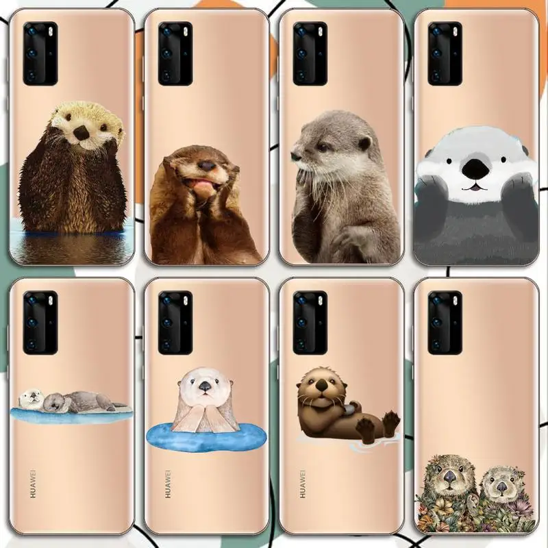 

otter cute cartoon animal Phone Case Transparent for Huawei mate 20 10 9 8 X S 5G Z Enjoy pro plus custom protective shell