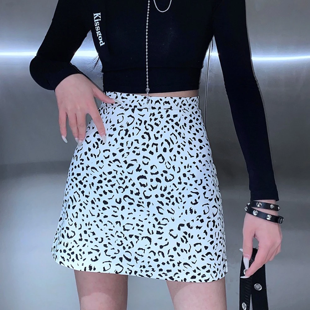 

Женская леопардовая мини-юбка трапециевидной формы с высокой талией