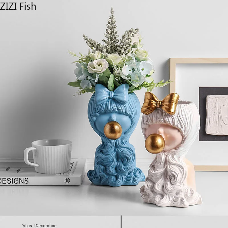 Ваза для цветов украшение дома смоляная портретная статуя ремесла цветочный