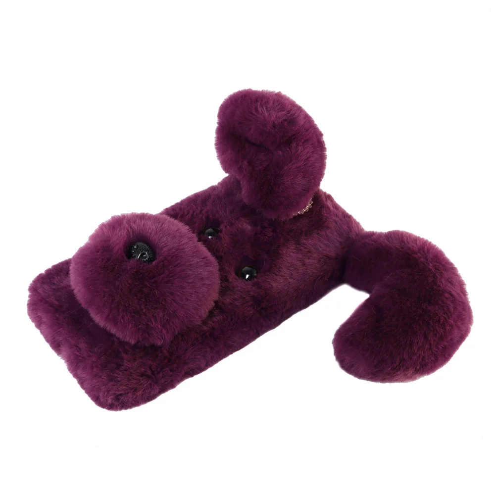 Мягкий плюшевый чехол для телефона с рисунком собаки милый Модный зимний теплый