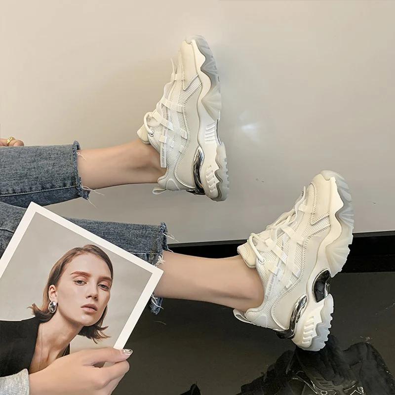 

Sneakers Mesh Women's Shoes Casual Shoes Spring Woman-shoes Tennis Female Platform Breathable Roses 2021 Trainers Thick Sole